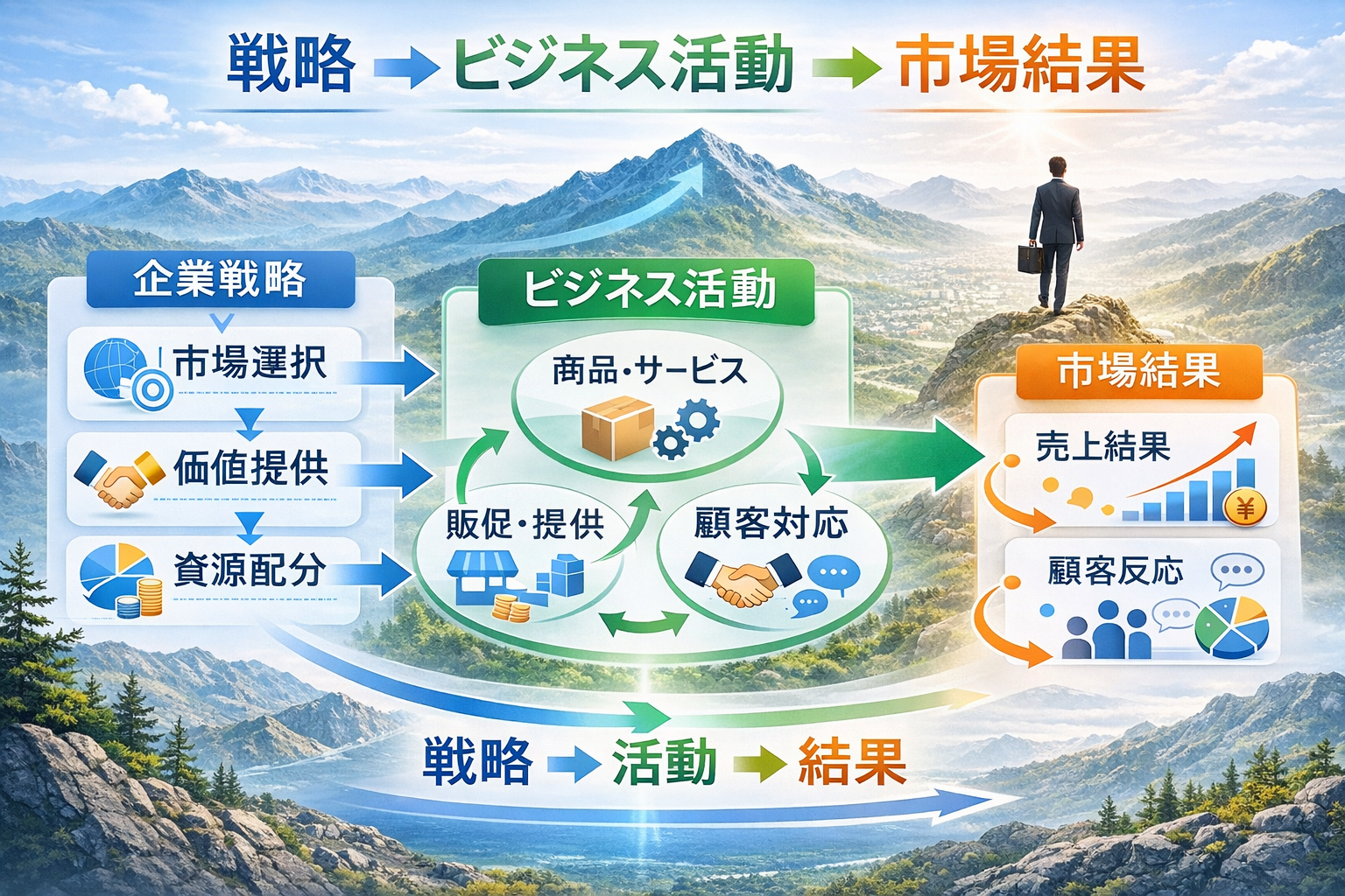 ビジネス戦略と市場構造の図解